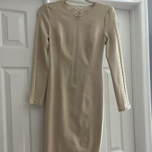 Cream sweater pencil dress